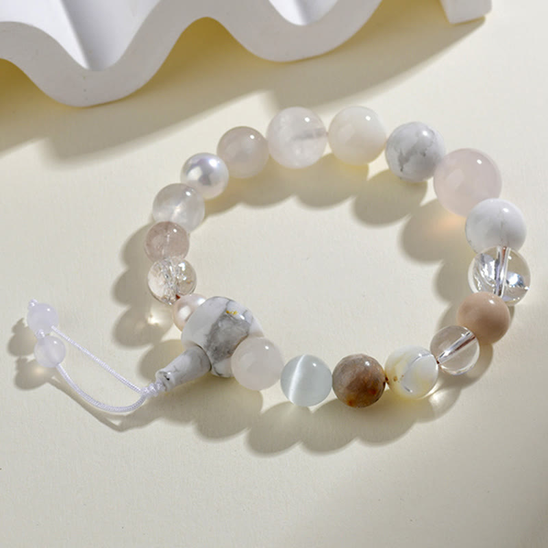 BWOOOH White Agate Pearl 18 Beads Balance Luck Bracelet
