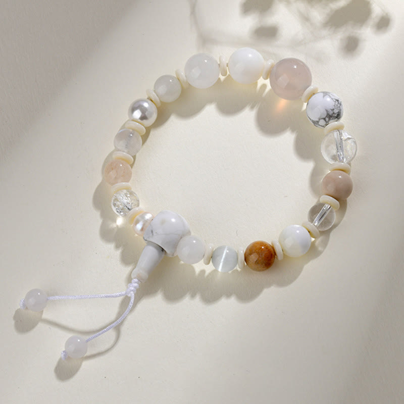 BWOOOH White Agate Pearl 18 Beads Balance Luck Bracelet