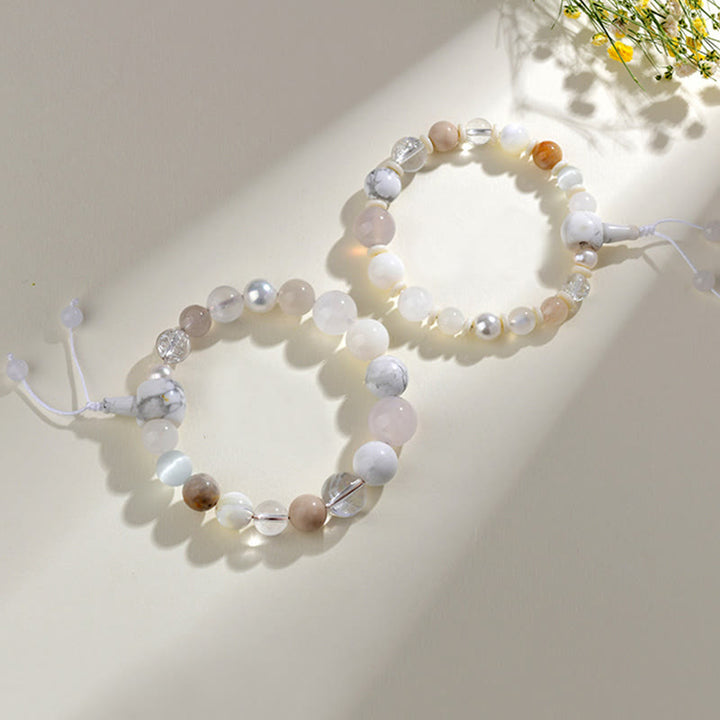 BWOOOH White Agate Pearl 18 Beads Balance Luck Bracelet