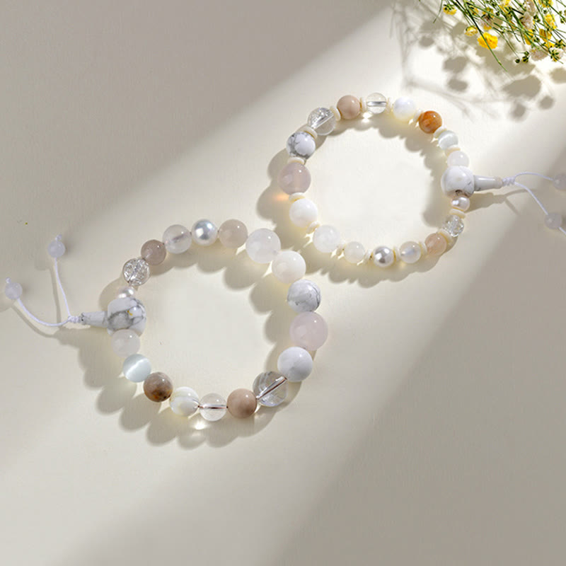 BWOOOH White Agate Pearl 18 Beads Balance Luck Bracelet