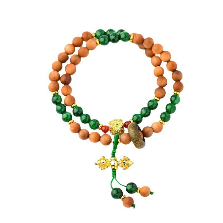 BWOOOH Sandalwood Wood Bead Tibet Dorje Vajra  Double Twisted Design Protection Healing Bracelet