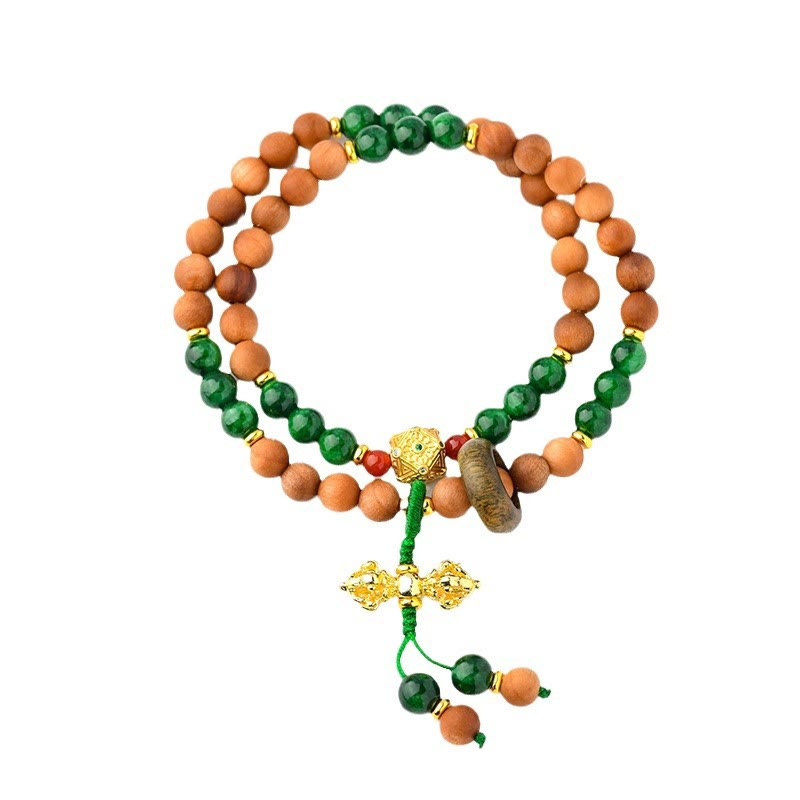 BWOOOH Sandalwood Wood Bead Tibet Dorje Vajra  Double Twisted Design Protection Healing Bracelet