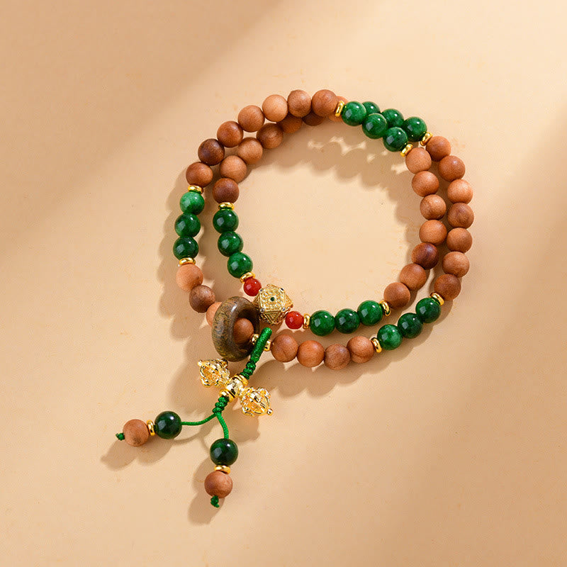 BWOOOH Sandalwood Wood Bead Tibet Dorje Vajra  Double Twisted Design Protection Healing Bracelet