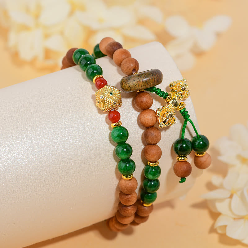BWOOOH Sandalwood Wood Bead Tibet Dorje Vajra  Double Twisted Design Protection Healing Bracelet