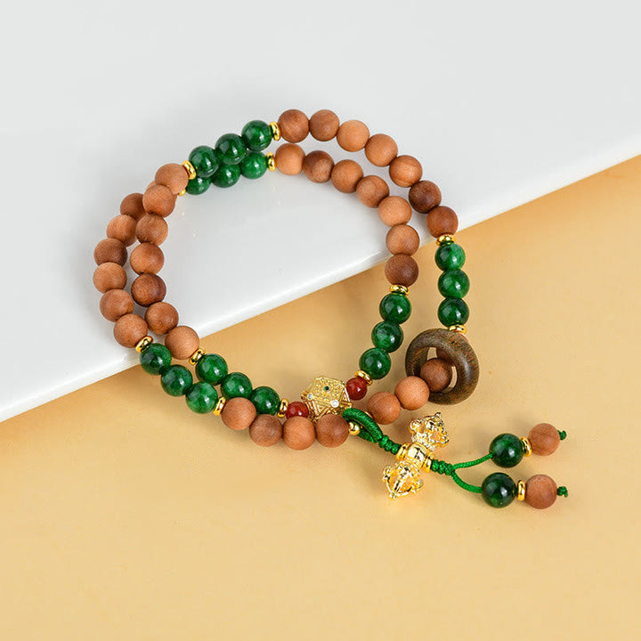 BWOOOH Sandalwood Wood Bead Tibet Dorje Vajra  Double Twisted Design Protection Healing Bracelet