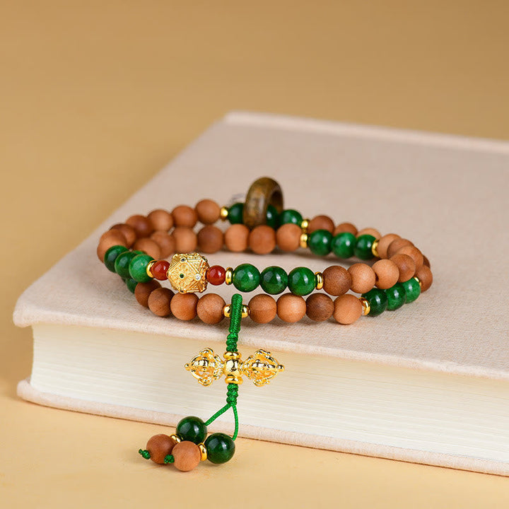 BWOOOH Sandalwood Wood Bead Tibet Dorje Vajra  Double Twisted Design Protection Healing Bracelet