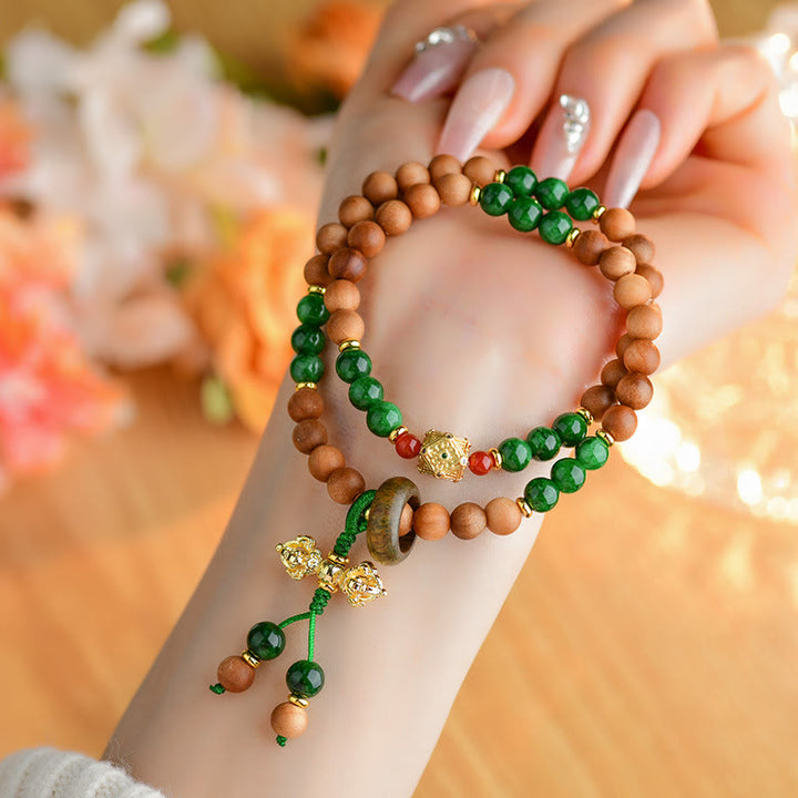 BWOOOH Sandalwood Wood Bead Tibet Dorje Vajra  Double Twisted Design Protection Healing Bracelet