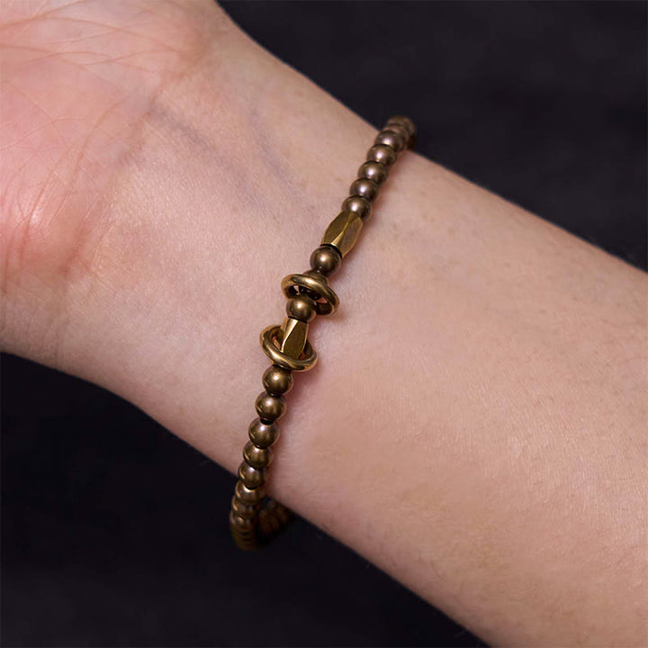 BWOOOH Wealth Self Care Copper Brass Beads Design Couple Bracelet