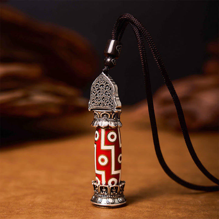 BWOOOH Tibetan Medicine Buddha Nine-Eye Dzi Bead Protection Necklace Pendant