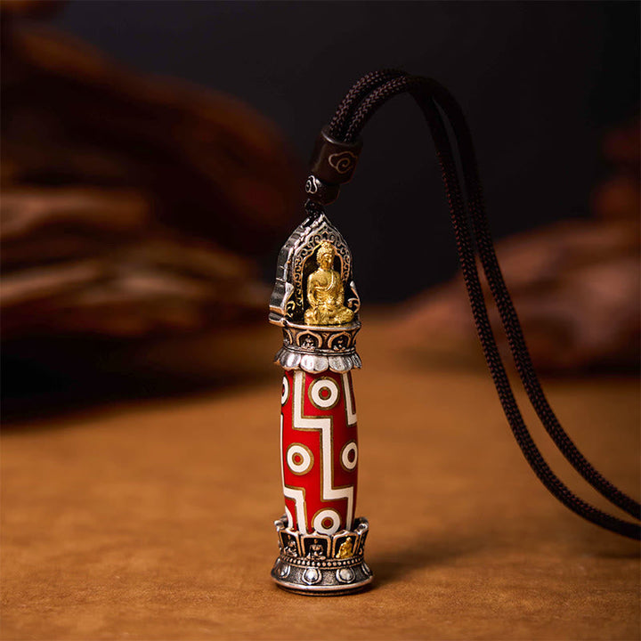 BWOOOH Tibetan Medicine Buddha Nine-Eye Dzi Bead Protection Necklace Pendant