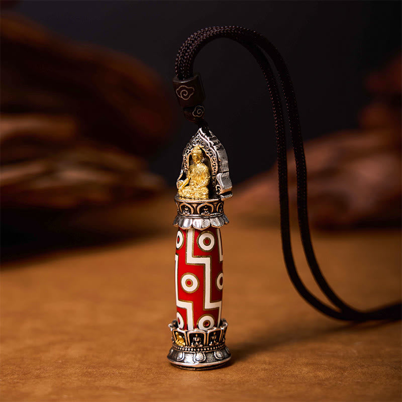 BWOOOH Tibetan Medicine Buddha Nine-Eye Dzi Bead Protection Necklace Pendant