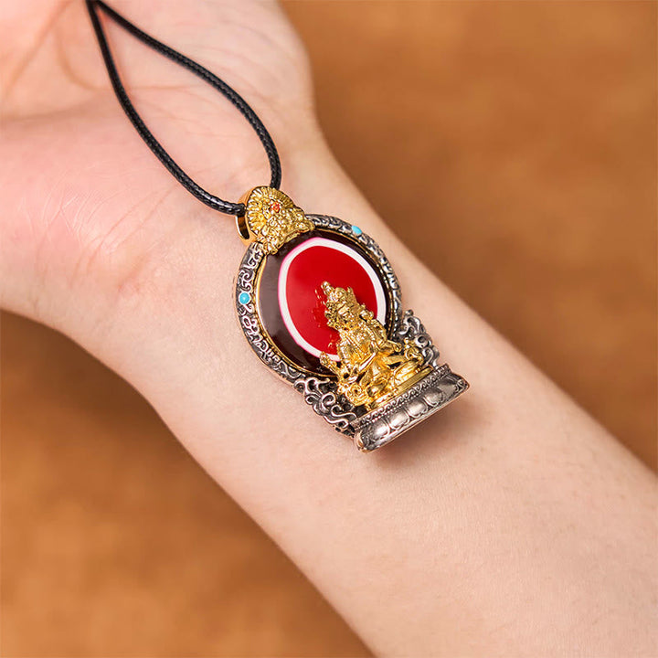 BWOOOH Tibetan Avalokitesvara Dzi Bead Pattern Copper Purity Healing Necklace Pendant
