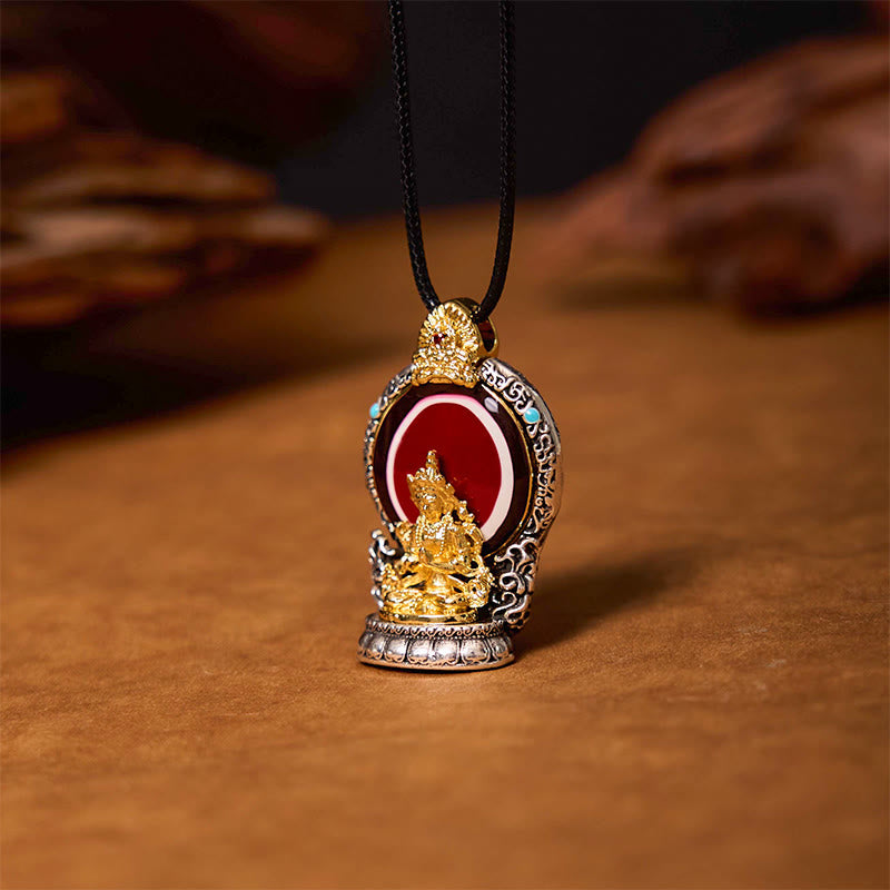 BWOOOH Tibetan Avalokitesvara Dzi Bead Pattern Copper Purity Healing Necklace Pendant