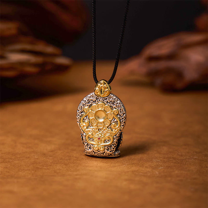 BWOOOH Tibetan Avalokitesvara Dzi Bead Pattern Copper Purity Healing Necklace Pendant