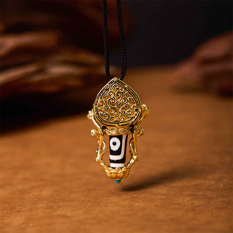 BWOOOH Tibetan Dzi Bead Manjusri Bodhisattva Pattern Compassion String Necklace Pendant