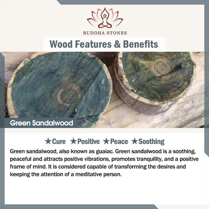 BWOOOH Ebony Sandalwood Green Sandalwood Dzi Bead Balance Calm Double Wrap Bracelet