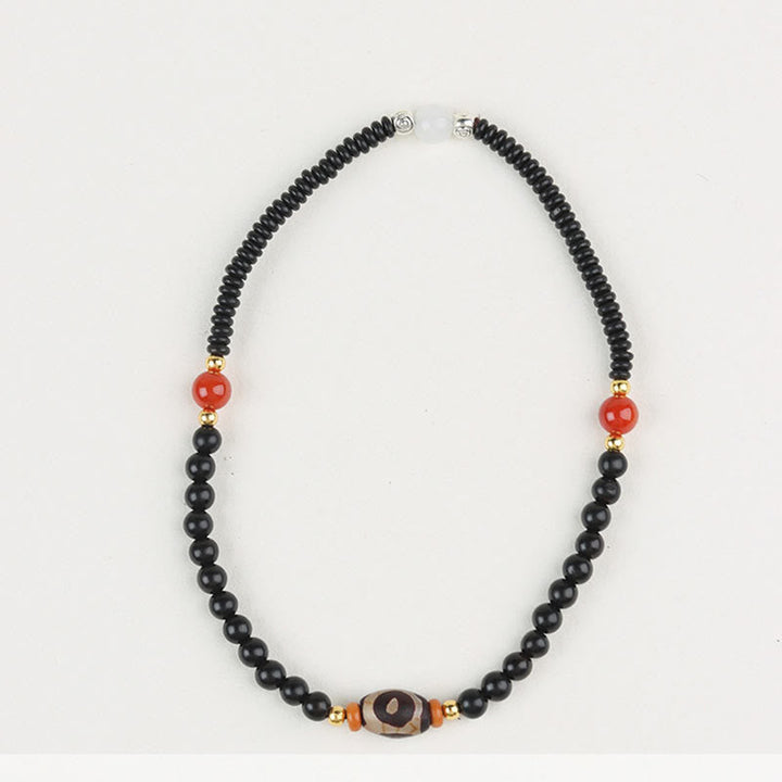 BWOOOH Ebony Sandalwood Green Sandalwood Dzi Bead Balance Calm Double Wrap Bracelet