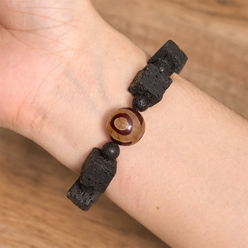 BWOOOH Lava Rock Dzi Bead Healing Bracelet