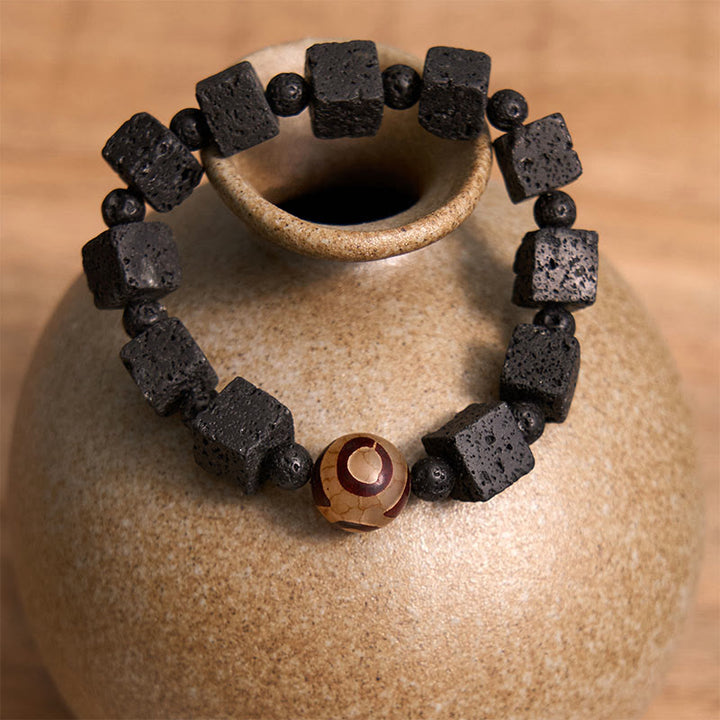 BWOOOH Lava Rock Dzi Bead Healing Bracelet