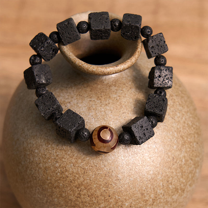 BWOOOH Lava Rock Dzi Bead Healing Bracelet