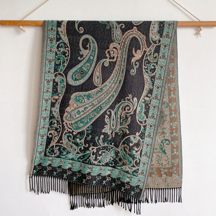 BWOOOH Tibetan Cashew Flower Tassel Shawl Fall Winter Coz