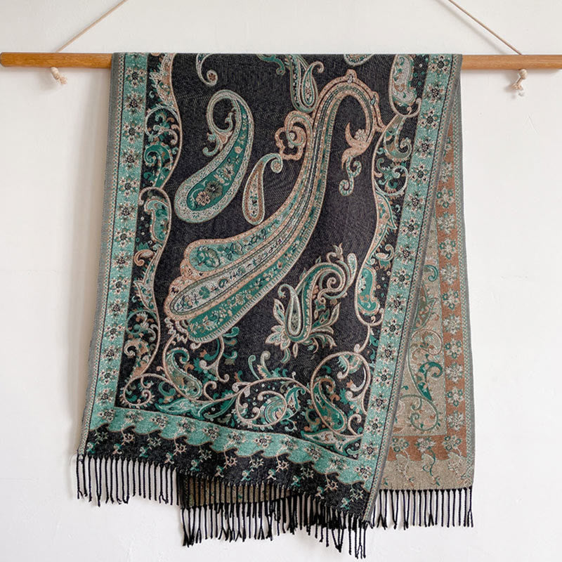 BWOOOH Tibetan Cashew Flower Tassel Shawl Fall Winter Coz