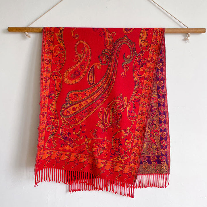 BWOOOH Tibetan Cashew Flower Tassel Shawl Fall Winter Coz