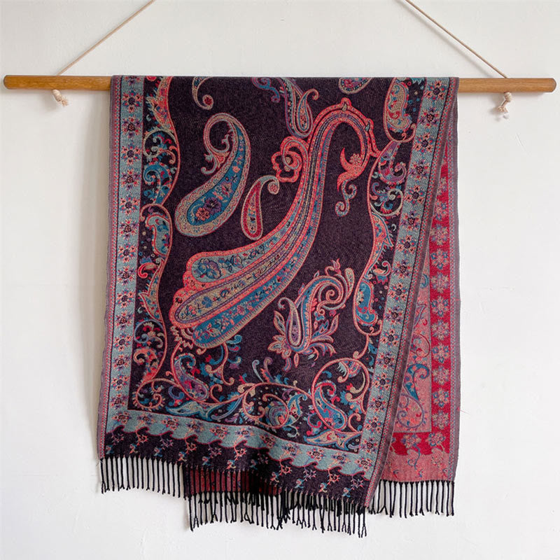 BWOOOH Tibetan Cashew Flower Tassel Shawl Fall Winter Coz