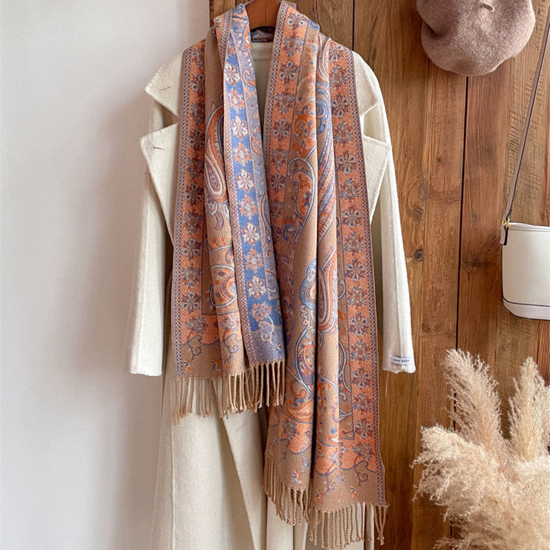 BWOOOH Tibetan Cashew Flower Tassel Shawl Fall Winter Coz
