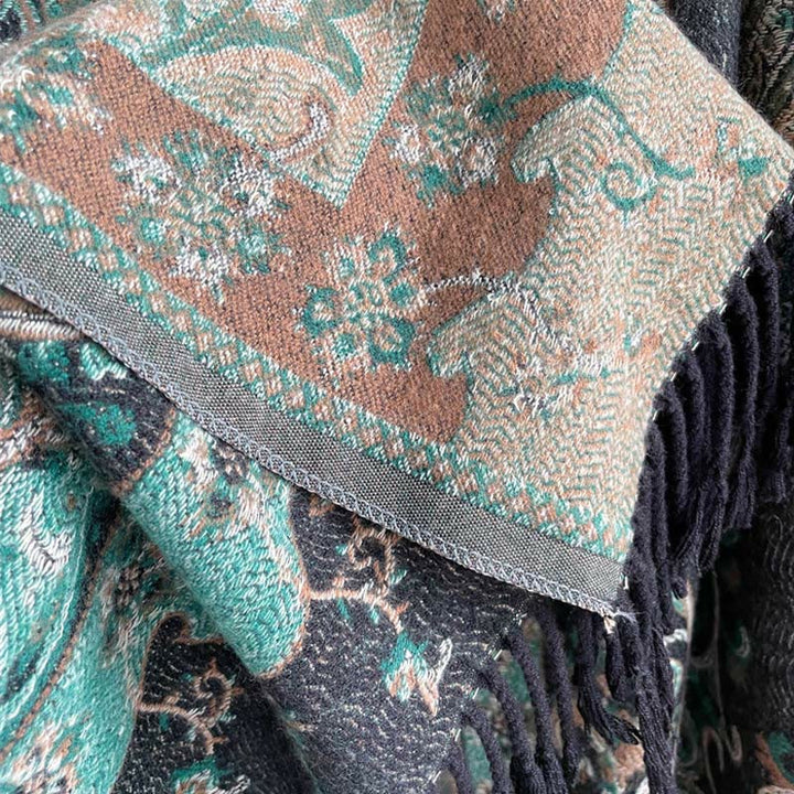BWOOOH Tibetan Cashew Flower Tassel Shawl Fall Winter Coz