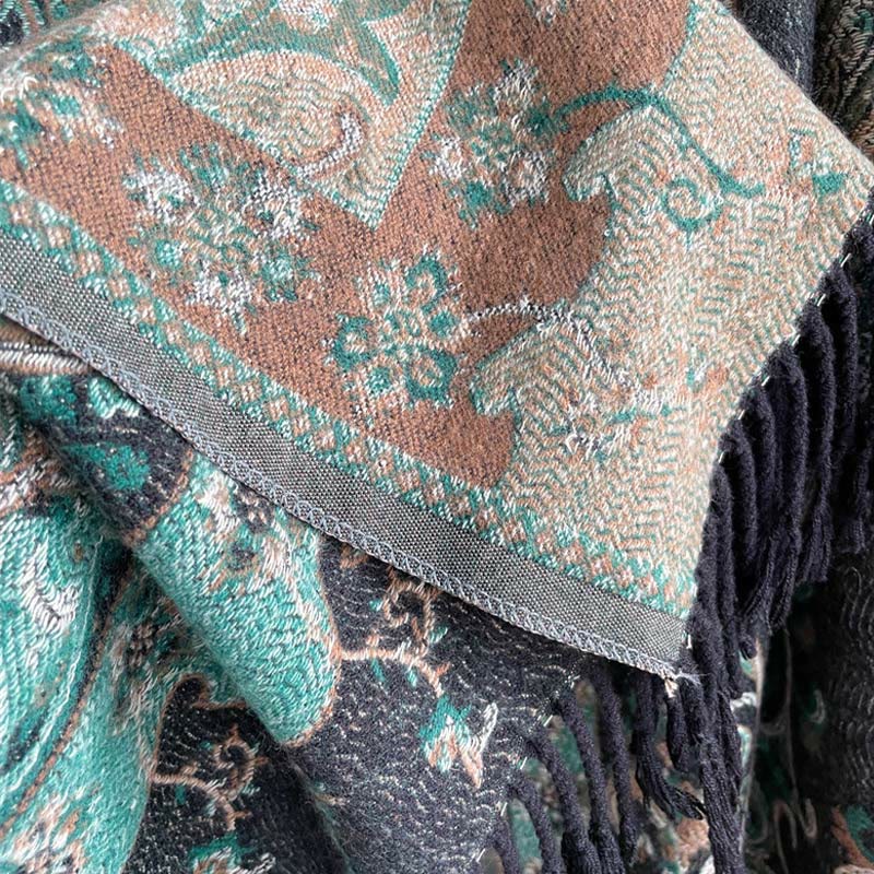 BWOOOH Tibetan Cashew Flower Tassel Shawl Fall Winter Coz