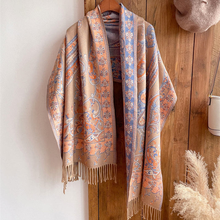 BWOOOH Tibetan Cashew Flower Tassel Shawl Fall Winter Coz