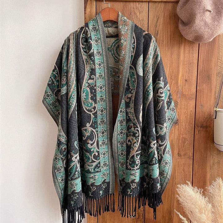 BWOOOH Tibetan Cashew Flower Tassel Shawl Fall Winter Coz