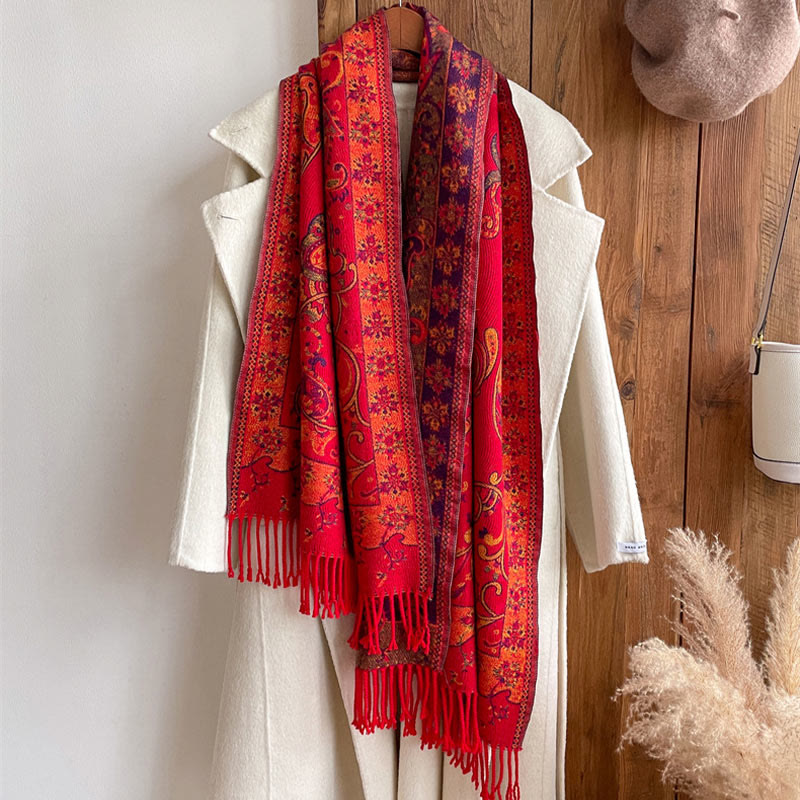 BWOOOH Tibetan Cashew Flower Tassel Shawl Fall Winter Coz