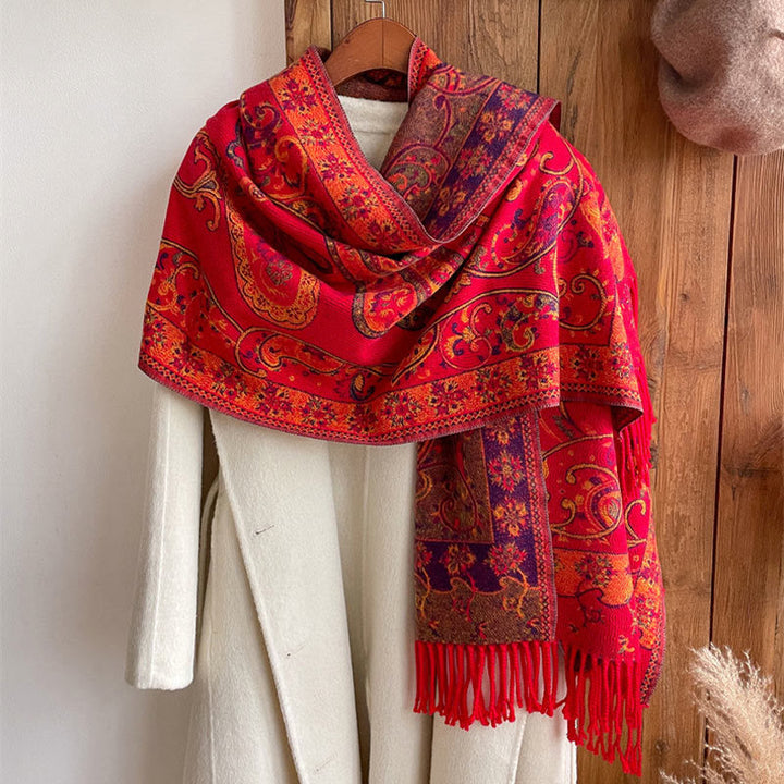 BWOOOH Tibetan Cashew Flower Tassel Shawl Fall Winter Coz