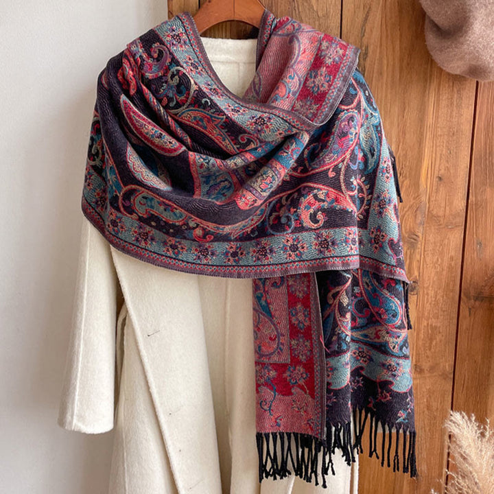 BWOOOH Tibetan Cashew Flower Tassel Shawl Fall Winter Coz