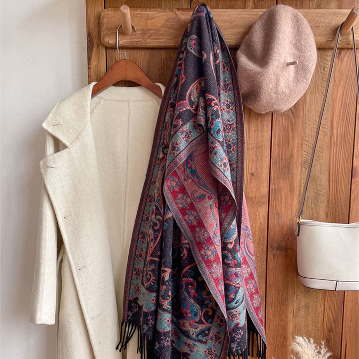 BWOOOH Tibetan Cashew Flower Tassel Shawl Fall Winter Coz