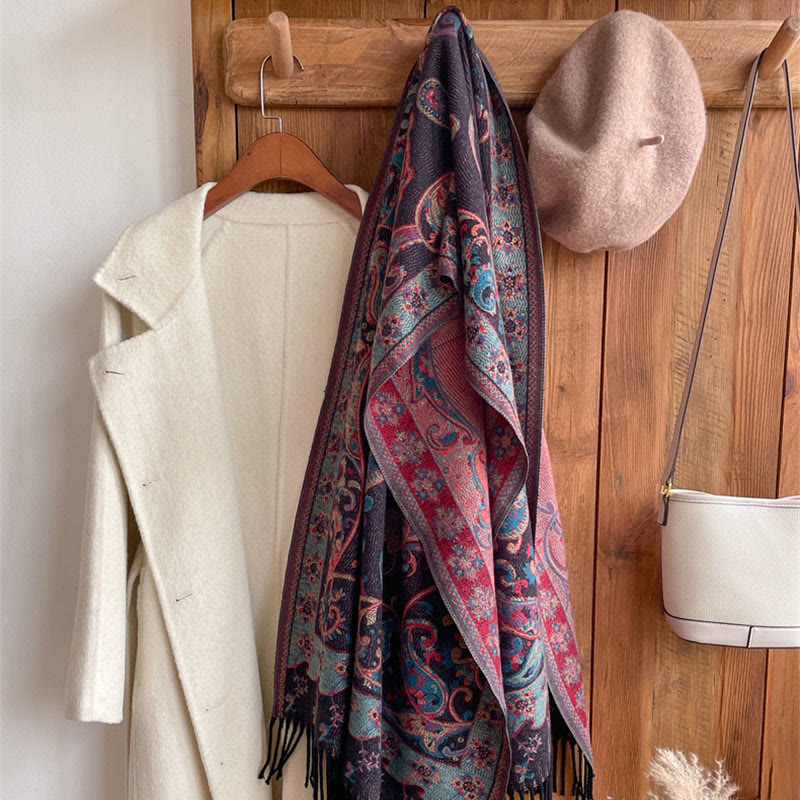 BWOOOH Tibetan Cashew Flower Tassel Shawl Fall Winter Coz