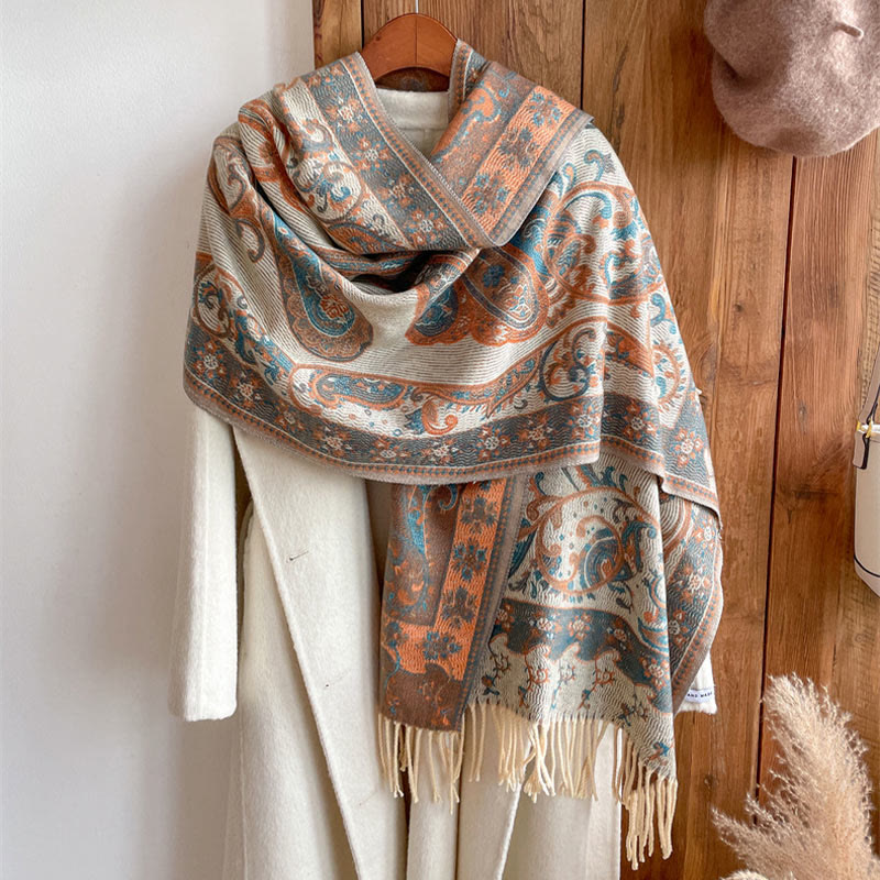 BWOOOH Tibetan Cashew Flower Tassel Shawl Fall Winter Coz