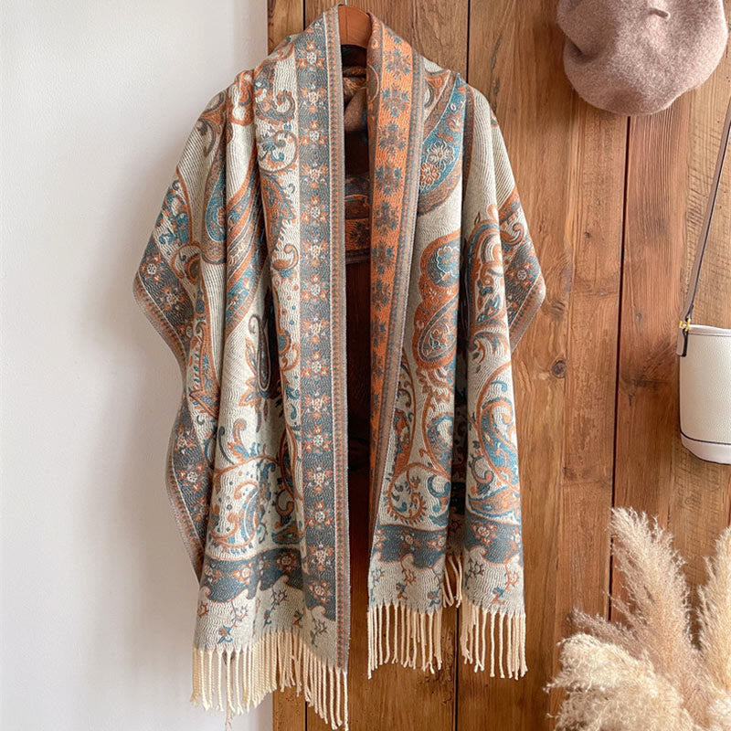 BWOOOH Tibetan Cashew Flower Tassel Shawl Fall Winter Coz
