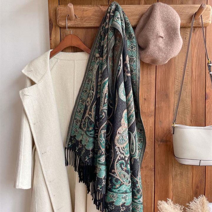 BWOOOH Tibetan Cashew Flower Tassel Shawl Fall Winter Coz