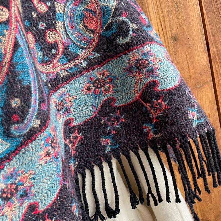 BWOOOH Tibetan Cashew Flower Tassel Shawl Fall Winter Coz