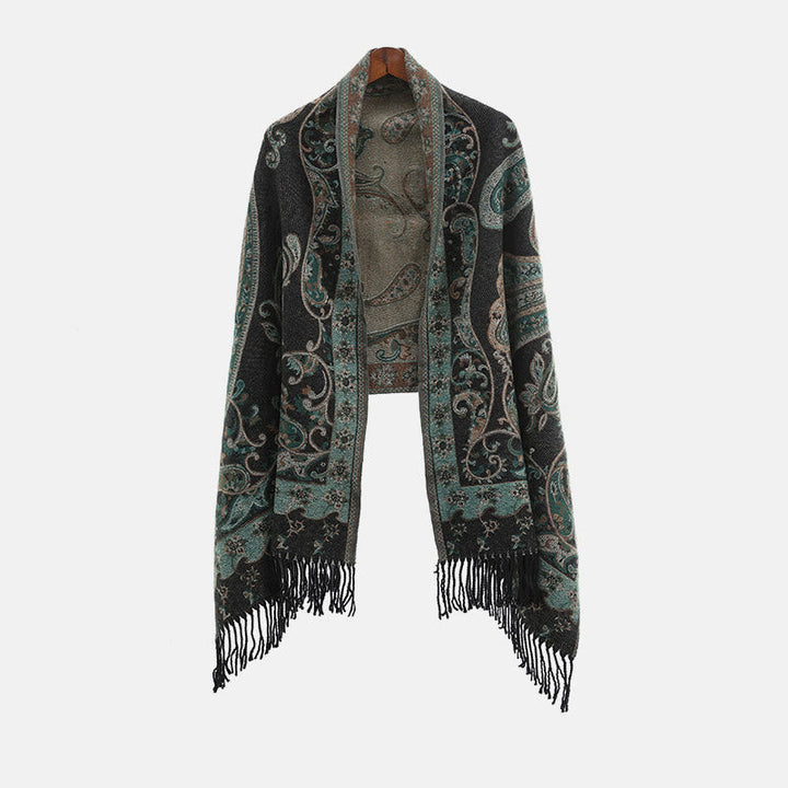 BWOOOH Tibetan Cashew Flower Tassel Shawl Fall Winter Coz