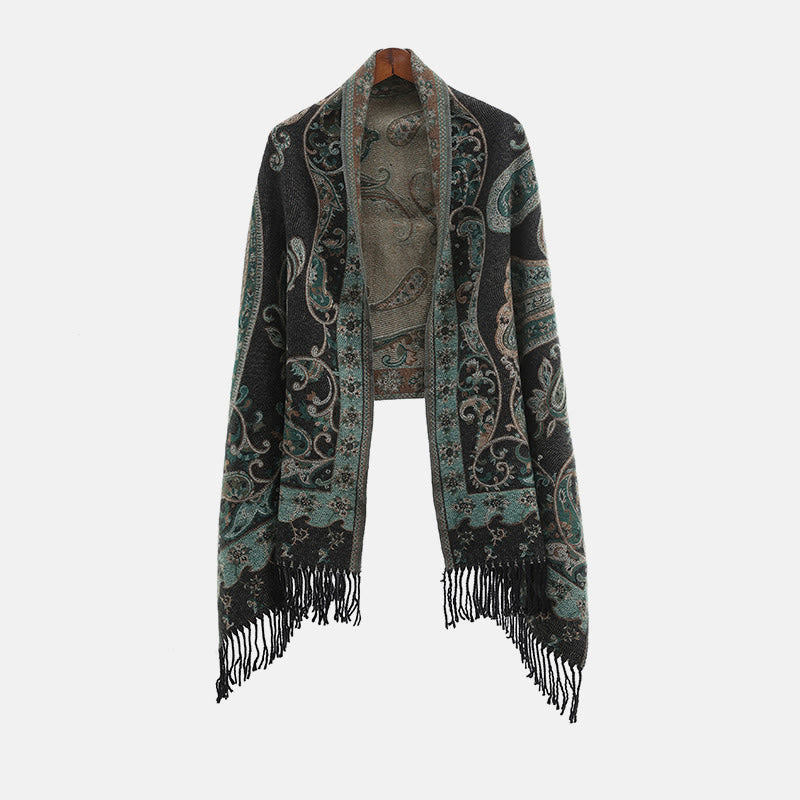BWOOOH Tibetan Cashew Flower Tassel Shawl Fall Winter Coz