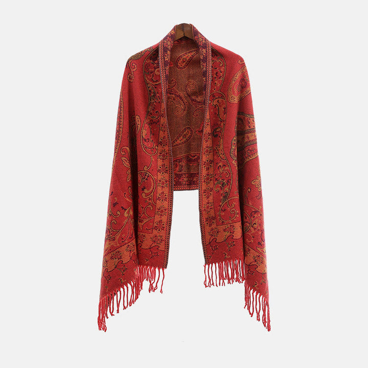BWOOOH Tibetan Cashew Flower Tassel Shawl Fall Winter Coz