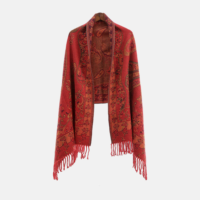 BWOOOH Tibetan Cashew Flower Tassel Shawl Fall Winter Coz