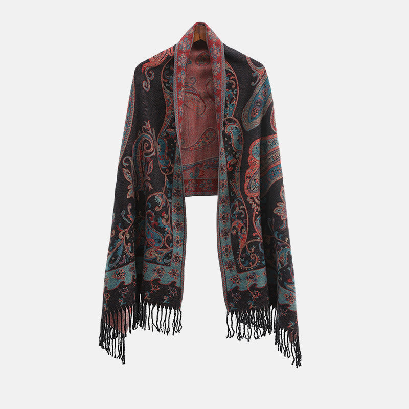 BWOOOH Tibetan Cashew Flower Tassel Shawl Fall Winter Coz