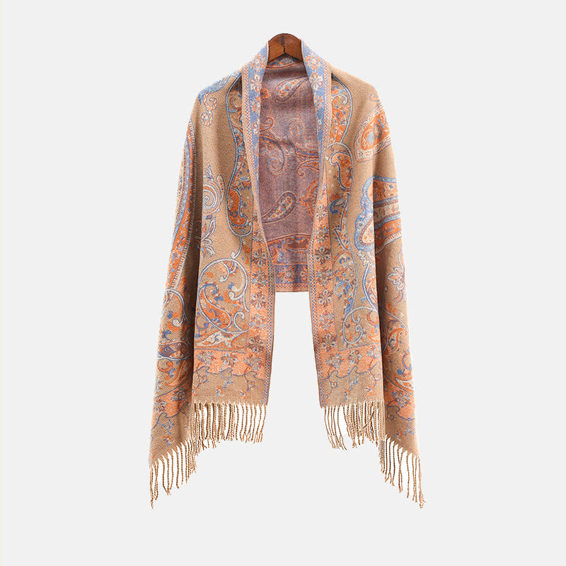 BWOOOH Tibetan Cashew Flower Tassel Shawl Fall Winter Coz