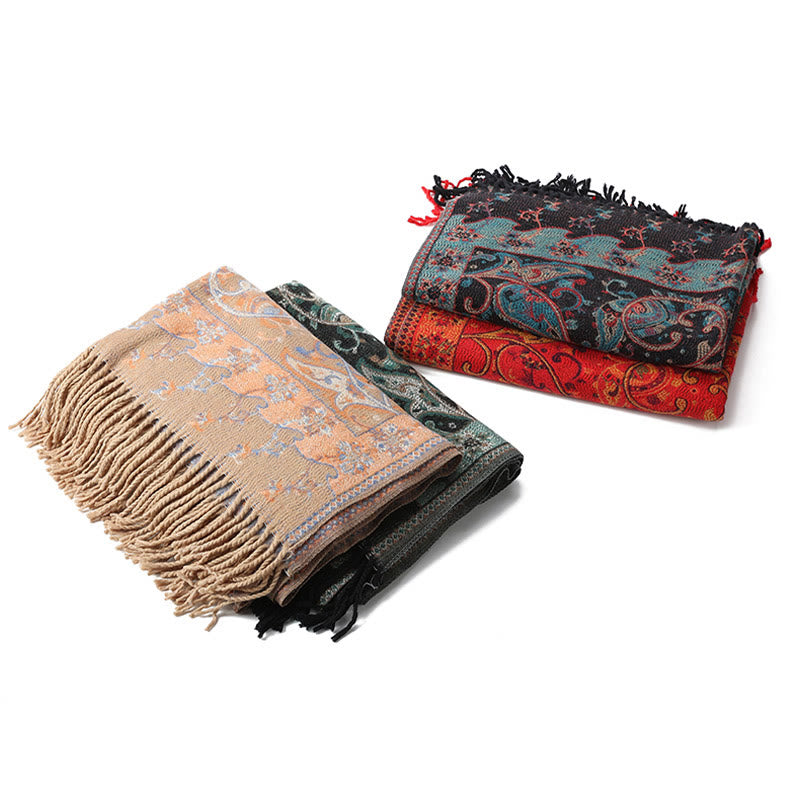 BWOOOH Tibetan Cashew Flower Tassel Shawl Fall Winter Coz