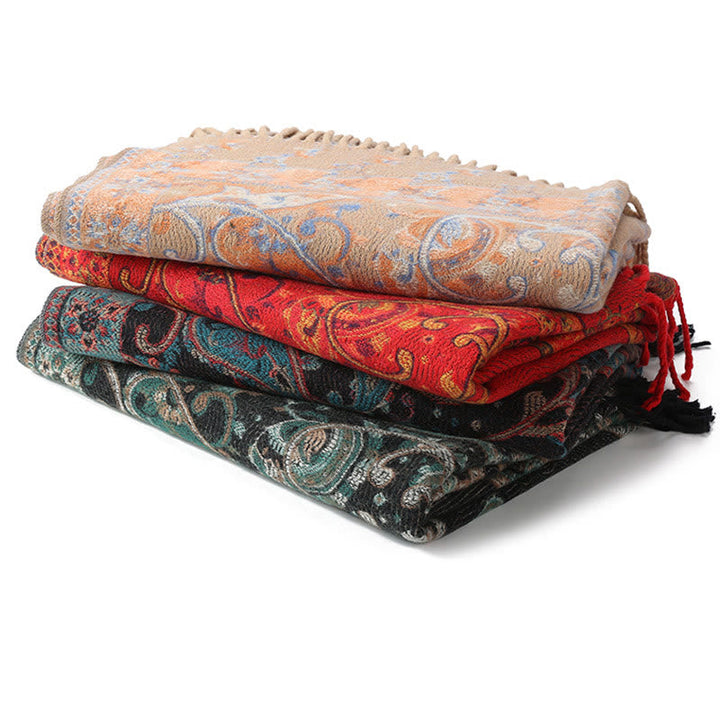 BWOOOH Tibetan Cashew Flower Tassel Shawl Fall Winter Coz